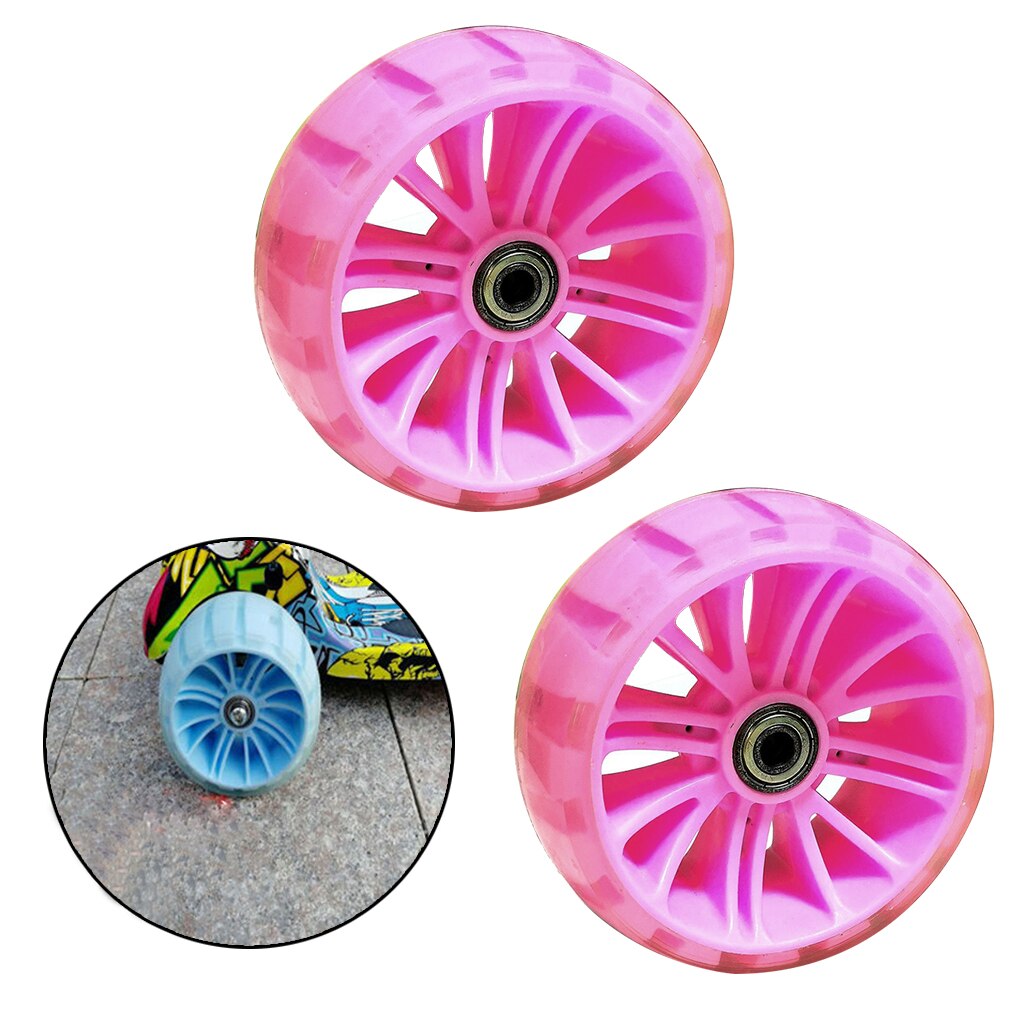 2x Scooter Wiel Flashy Kids Fiets Rollers Skateboard Repareren Wielen Onderdelen