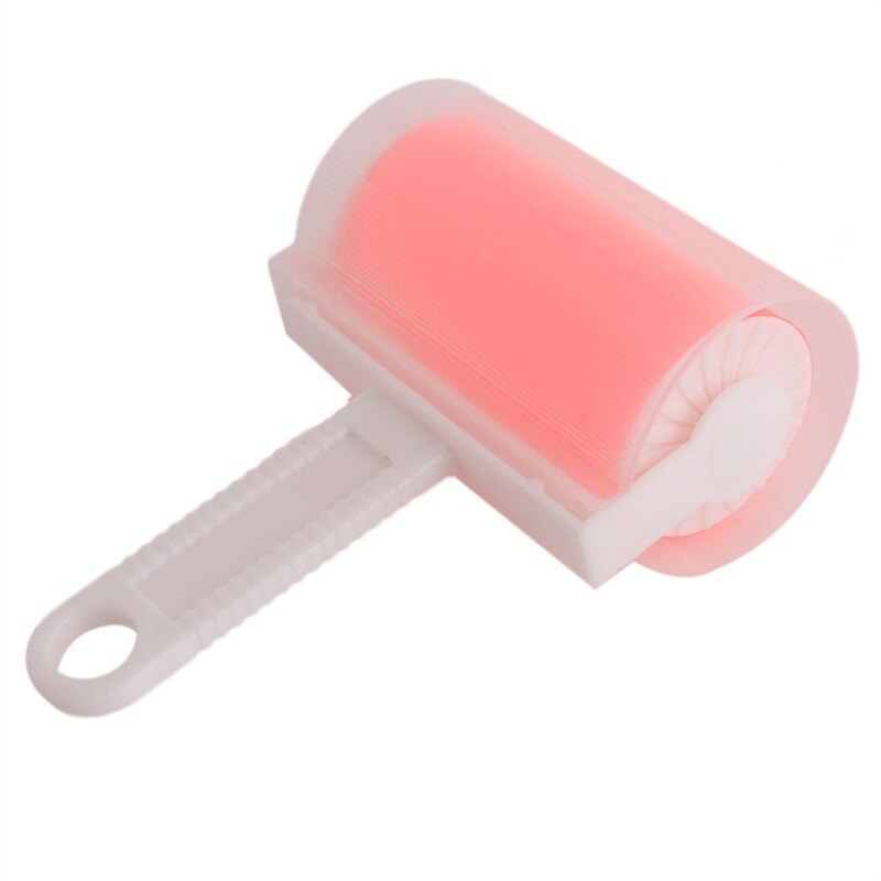 Rodillo adhesivo lavable para ropa, recogedor de polvo de lana, hojas de alfombra, succión de pelo, cepillo de limpieza de tambor de polvo: pink