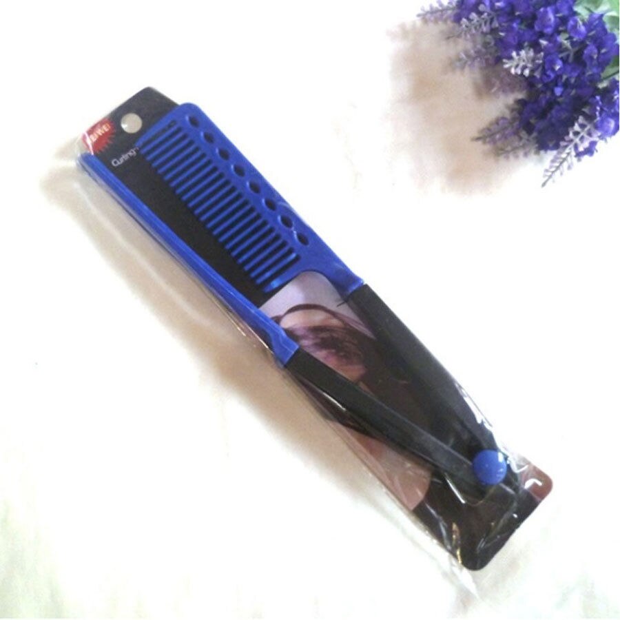 Straight Hair Comb Brush Tool For Dry Iron Hair Curl to Straight Hair Shaper: Blue