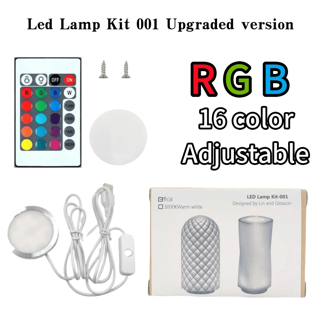 For Bambu Lab Led Lamp Kit 001 Hardware For Bamboo Light Led Light Parts DIY Model Warm White/Multicoour Without Lamp Shell: 2.2mm / black