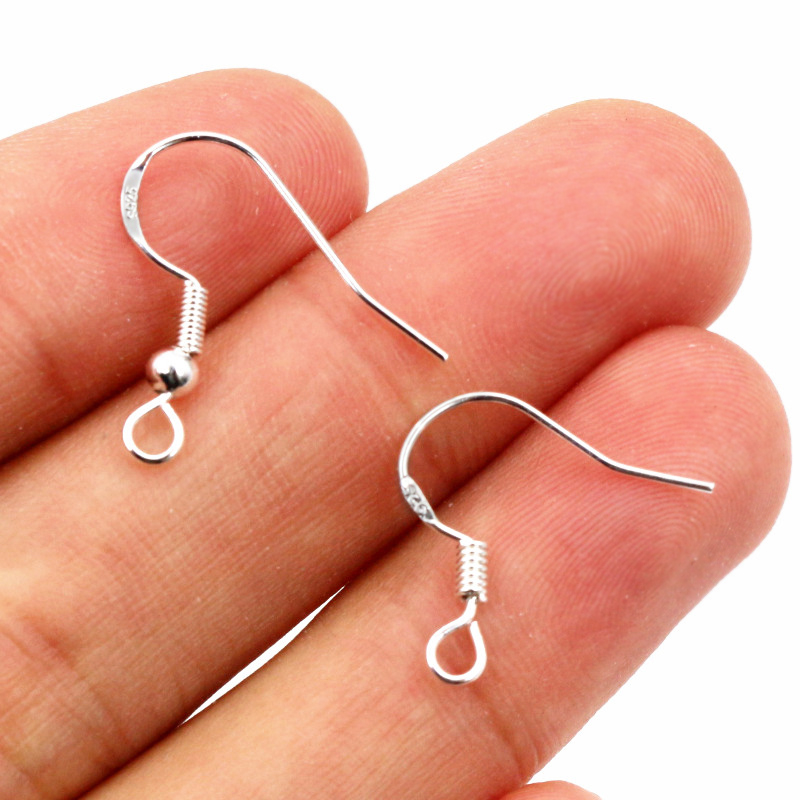 50 Uds. De 2 estilos, 925 de plata esterlina, pendientes de oro de rodio, ganchos, accesorios para hacer joyas