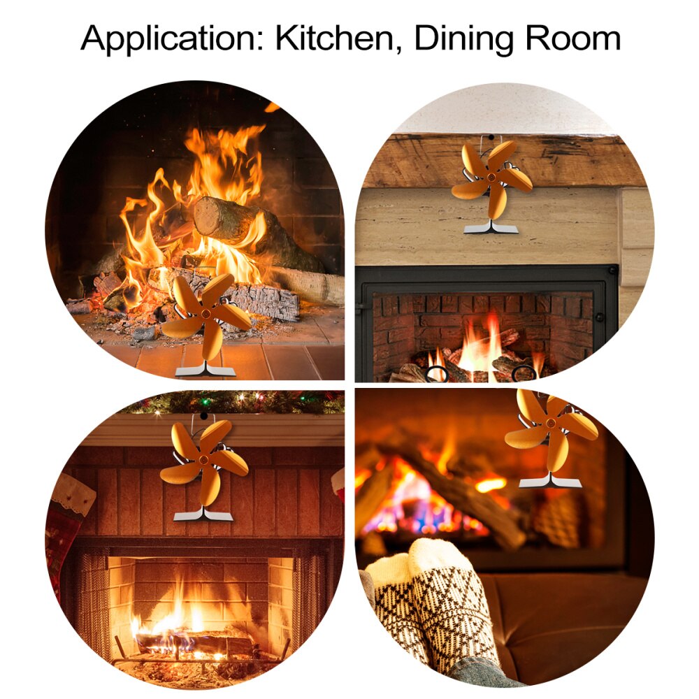 Thermal Power Fan Fireplace Fan 5 Blades Heat Powered Stove Fan Eco-friendly Fan