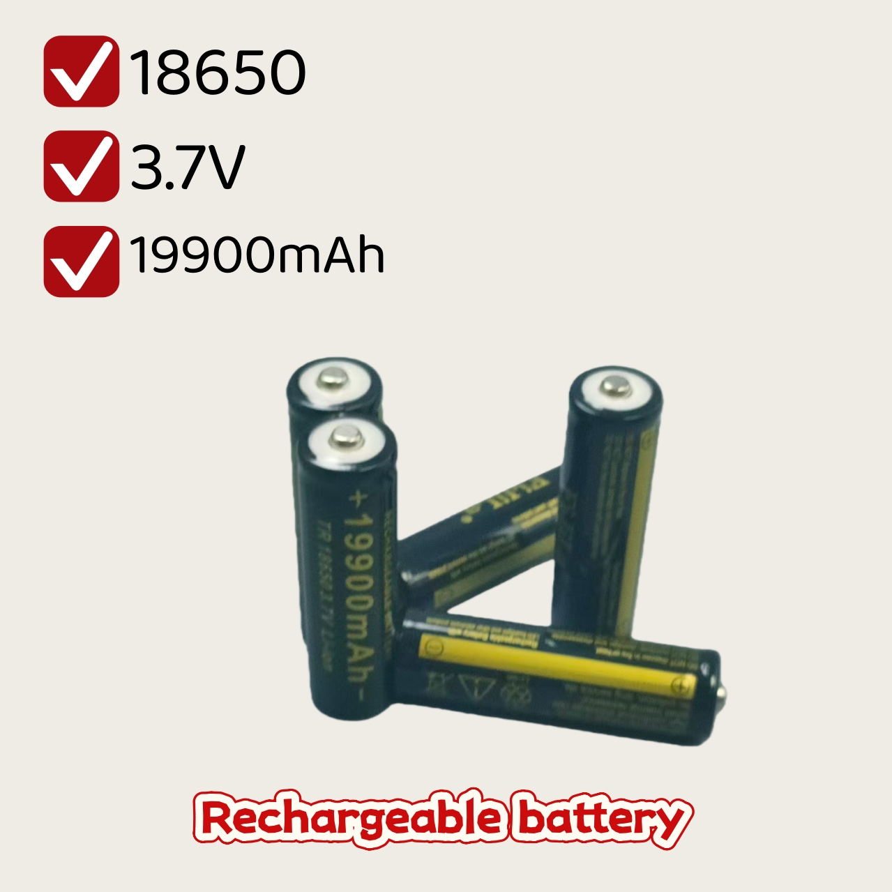 Batterie au lithium rechargeable 18650 | 3,7 V 19900 mAh 100% neuf, parfait pour les lampes de poche et les outils électriques