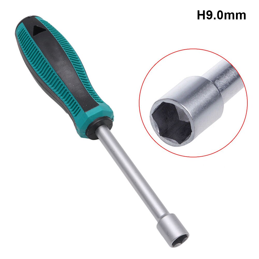 3-14 mm Metal Socket Driver Wrench Screwdriver Hex Nut Key Nutdriver Hand Tool Screw Driver: H9.0MM