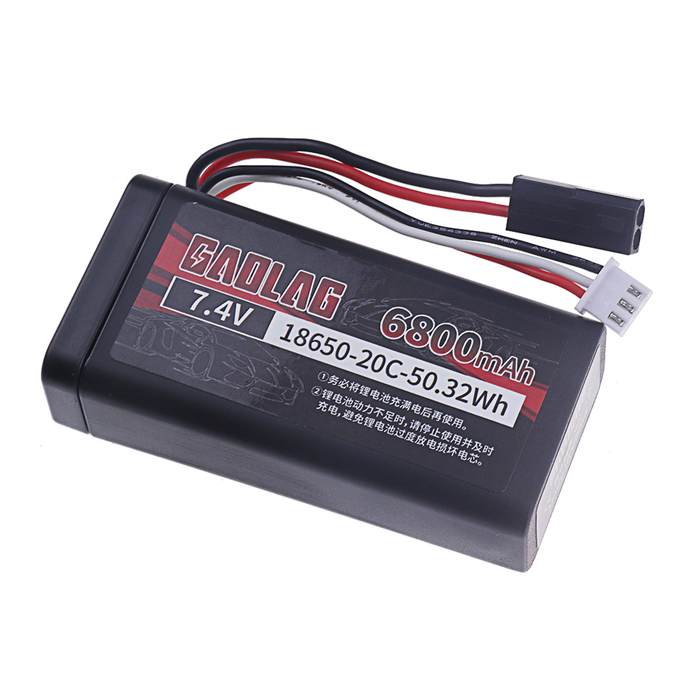 18650 Li-ion batterij 7,4 V 6800 mAh RC auto-accu voor Wltoys 144001 12428 12423 10428 RC Auto's Vrachtwagens Tanks Reservebatterij 2s 7,4 V: Black