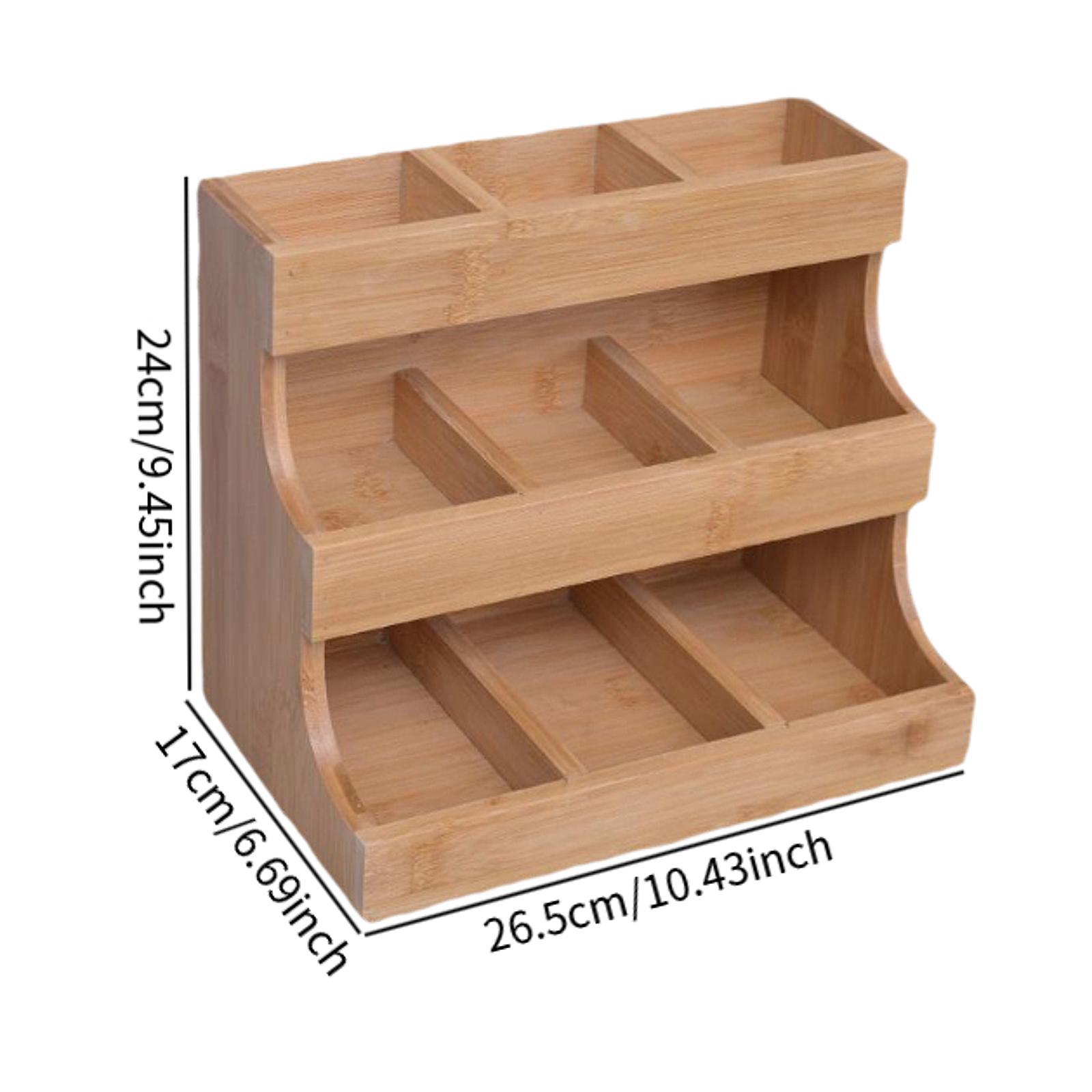 Tea Bag Organizer Vertical Display Stand Tea Rack Tea Bag Station Wood Tea Box Container for Kitchen Cabinet Dorm Pantry Office