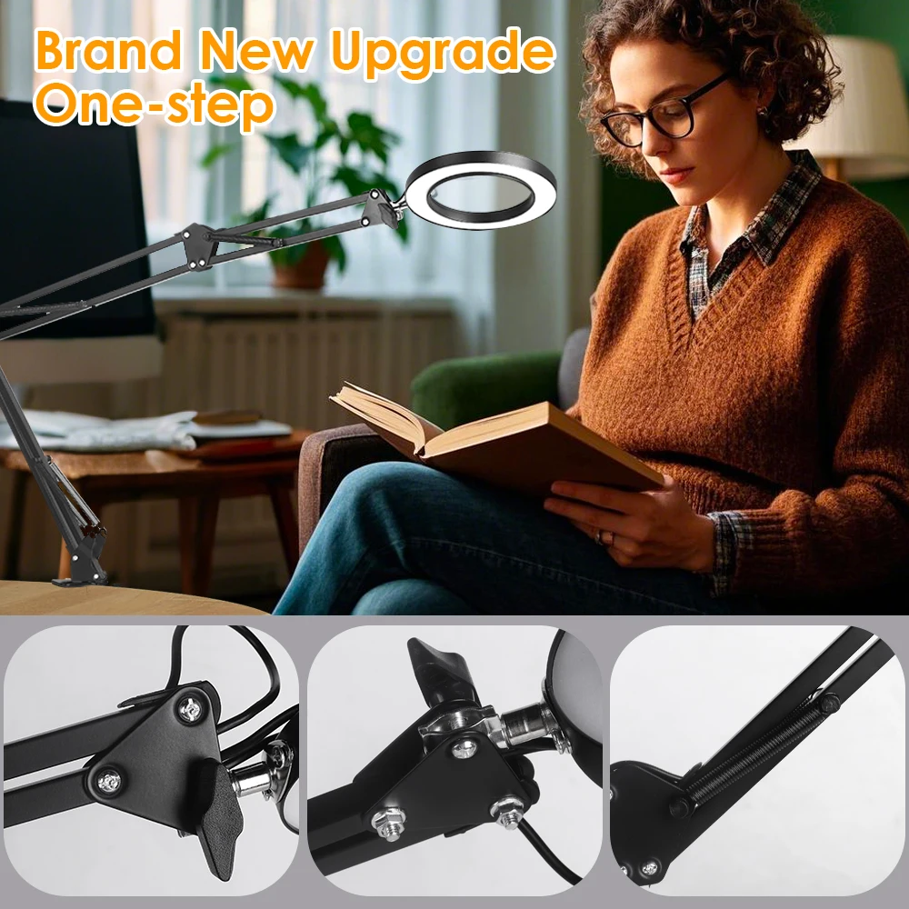 Nieuw driedelig vergrootglas 3-kleurig aanpassen LED-verlichting Leestafellamp voor lasreparatie Close Work