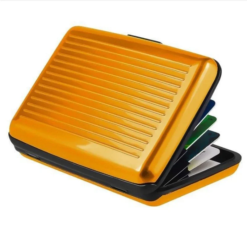 Suporte de cartão de alumínio para homens, bloqueio de carteira rígida, proteção sólida contra varredura anti-RFID de crédito, negócios, escritório, escola