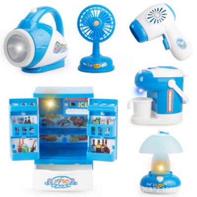 6/12 Pcs/Set Pretend Play Toy Vacuum Cleaner Toy Housekeeping Cleaning Juicer Washing Sewing Machine Mini Clean Up Play Toy: Type C-6 Pcs