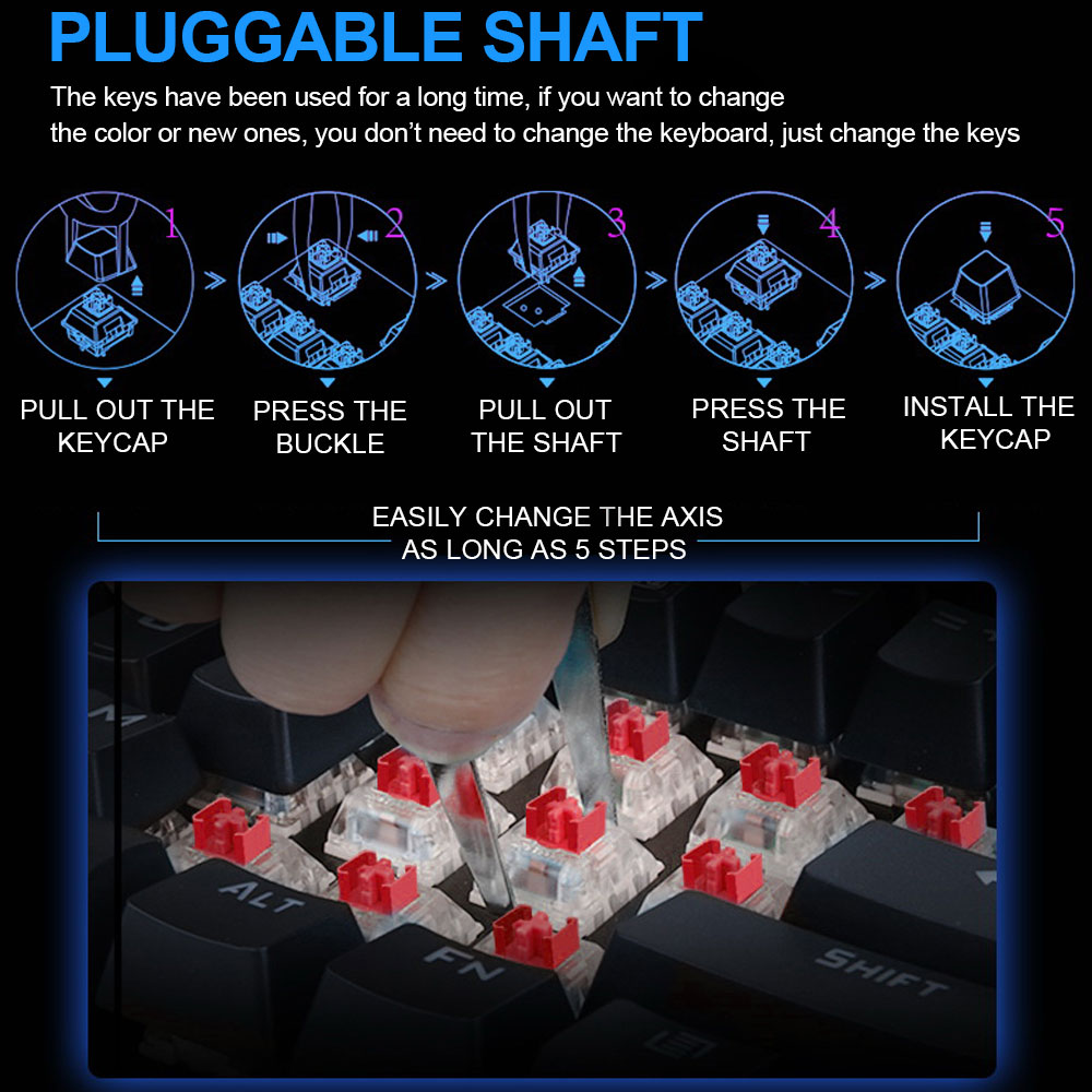 Redragon DragonBorn K630 RGB USB Mechanical Gaming Keyboard Red Switch 61 Keys Wired detachable cable,portable for travel