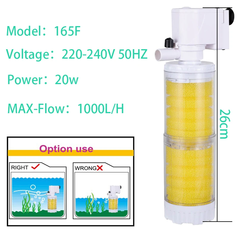 220V 3 in 1 Aquarium Multifunctionele Filterpomp Zuurstof Aquarium 4 Lagen Filter Aquarium Interne Filter Materiaal Luchtpomp: GRIJS