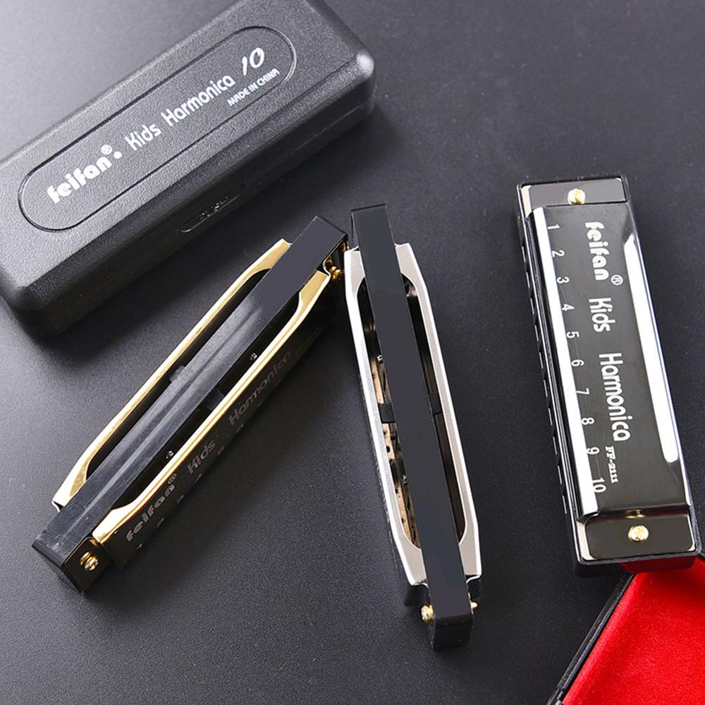 10 Holes Key of C Blues Harmonica Musical Instrument Educational Toy with Case