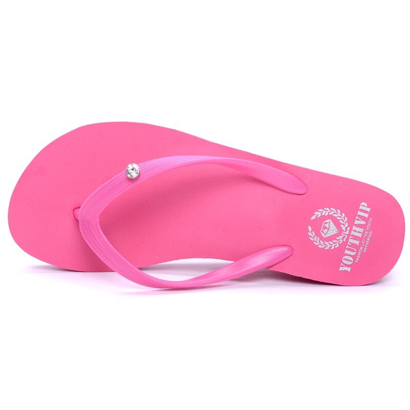 Kvinnors sommartofflor med diamantflipflops lediga tofflor damsandaler sommarskor dam lätta mjuka rutschkanor