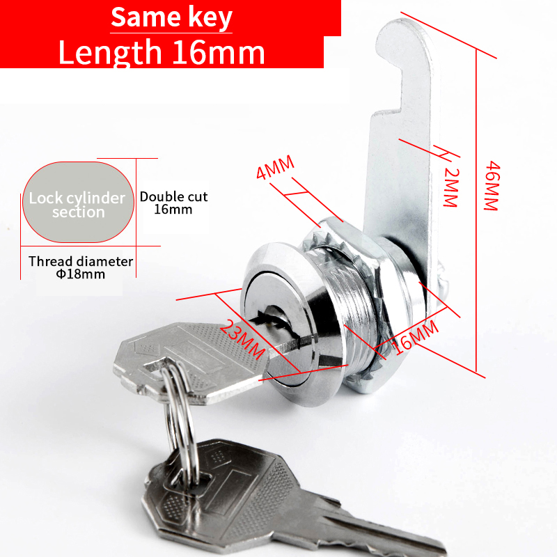 5 SETS Security Lock Metal Alloy Cylinder Cabinet Locker Cam Lock With 2 Keys Security Mailbox Lock Cabinet Drawer Cam Lock 18mm: L / transparent