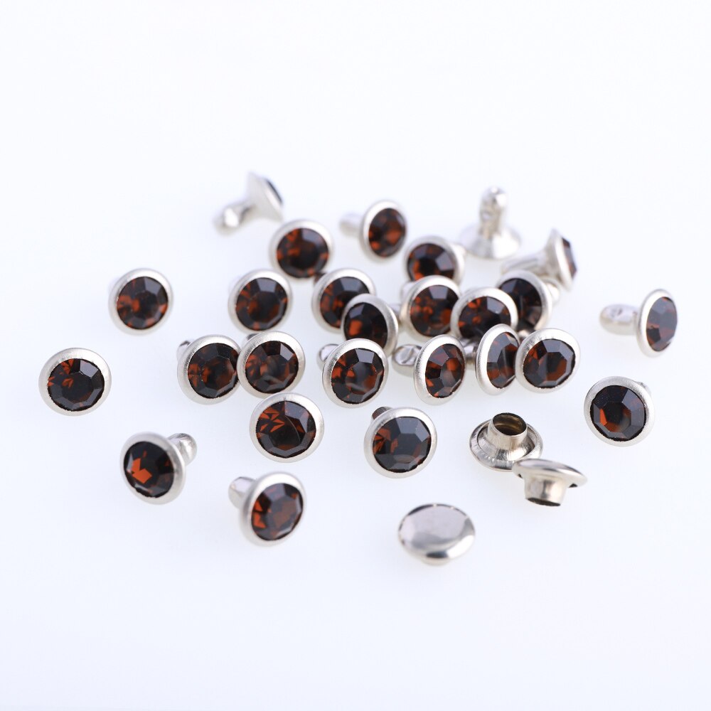 Juego de tachuelas de diamantes de imitación para manualidades, juego de tachuelas de Cristal AB de 6/8mm para manualidades, bolsa de ropa, broca de cuero, 100