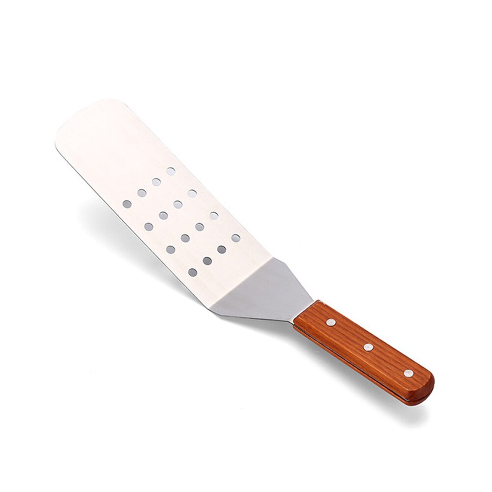 Kitchen Gadgets Stainless Steel BBQ Turner Restaurant Grilling Cooking Utensils Riveted Spatula Wood Handle