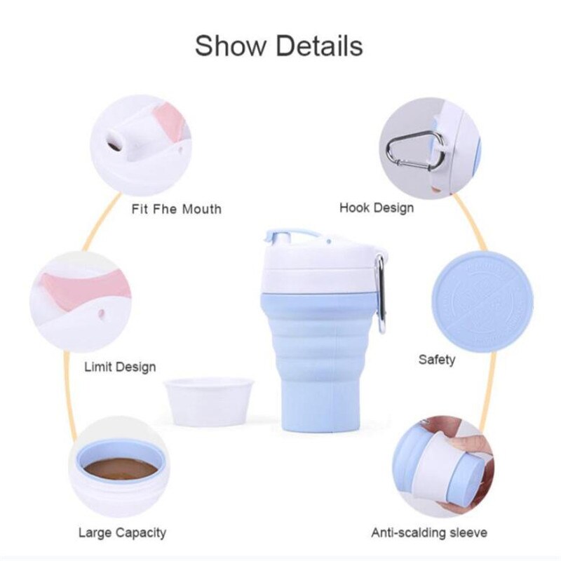 Coffee Mugs Travel Collapsible Silicone Cup Folding Water Cups Food Grade Drinking Ware Mug Tea Coffee Cups