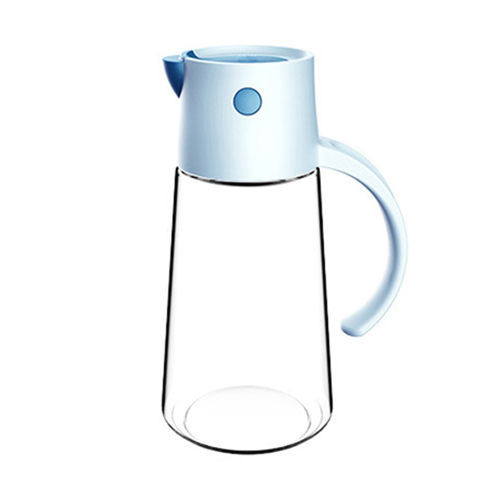 Køkkenglas flip olieflaske dispenser automatisk åbning lukke hjemflasker til olie og eddike honning olivenoliebeholder: Blå 550ml
