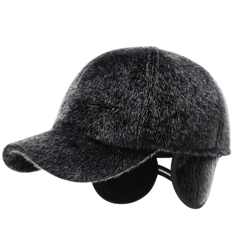 Casquette de Baseball en fausse fourrure pour hommes | Avec couvre-oreilles en velours, chapeaux chauds d'hiver, chapeau à rabat épais pour personnes d'âge moyen A76