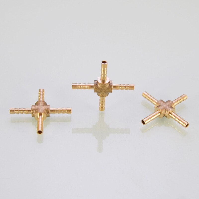 Cross Shaped Brass Pipe Fitting 4 Way 4mm 6mm 8mm 10mm 12mm Hose Barb Connector Joint Copper Barbed Coupler Adapter Coupling