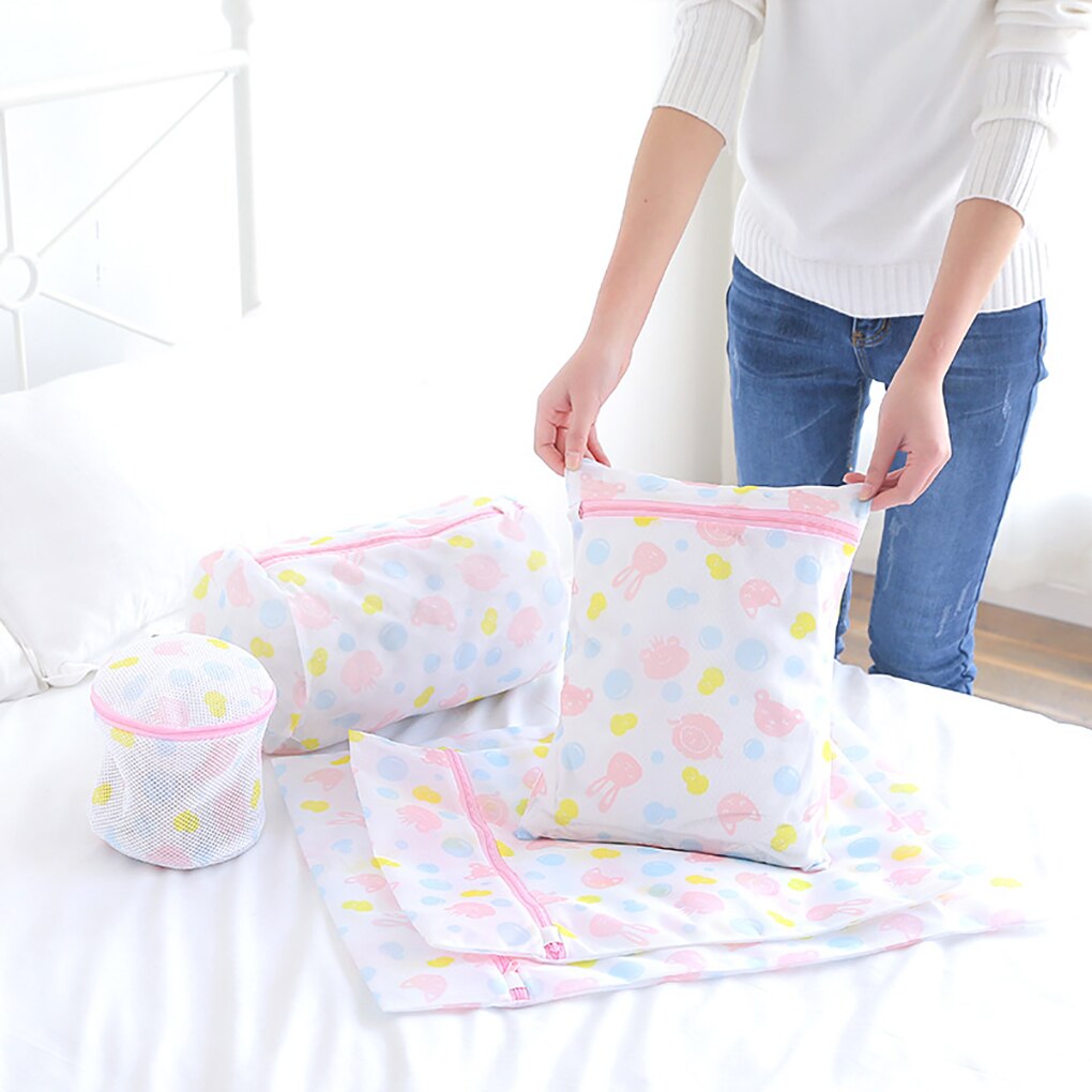 5 Size Mesh Laundry Bag Polyester Laundry Wash Bags Coarse Net Laundry Basket Laundry Bags For Washing Machines Mesh Bra Bag