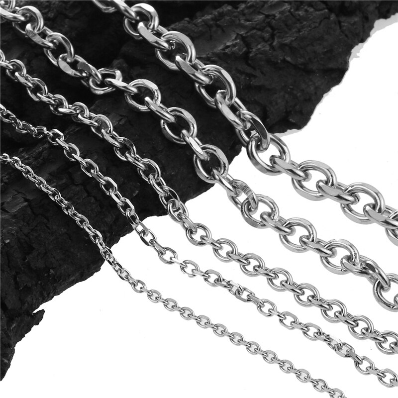 Stainless Steel Chain Bracelets Round Silver Color 18cm\21cm\23cm Long Simple Bracelet For Women Men Jewelry , 1 PC