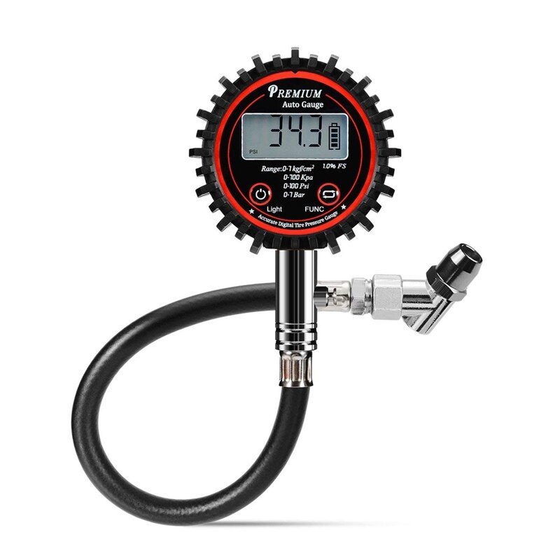 LCD Display Digital Tire Air Pressure Gauge 100 PSI High Accuracy Barometers Monitoring Tools Tester for Car Motorcycle Bicycle