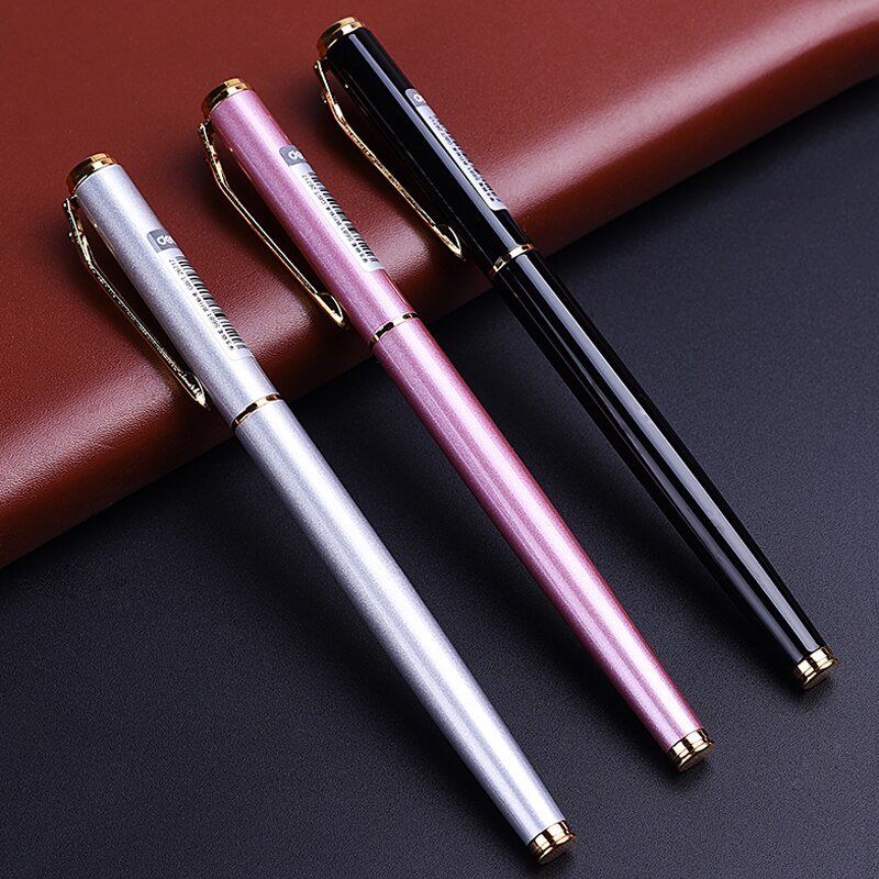 1pc Deli Metal Fountain Pen School Office Supplies Student Stationery Business Writing Ink Pens
