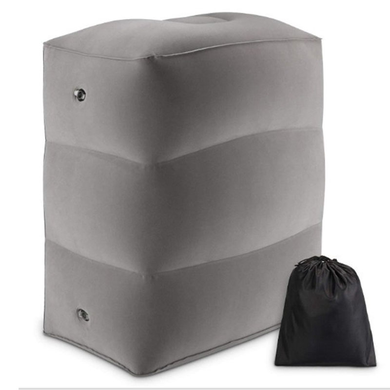 Oreiller de voyage gonflable Portable, repose tête et cou, oreiller de vol pour avion, voiture, Bus, Train, bureau, sieste, coussin de soutien du dos: Gray Footrest Pillow