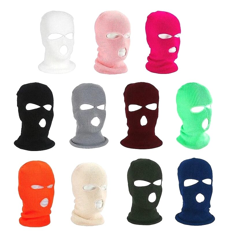 Ski Mask Knitted Face Cover Winter Balaclava Full Face Mask for Winter Outdoor Sports CS Winter Three 3 Hole Balaclava Knit Ha