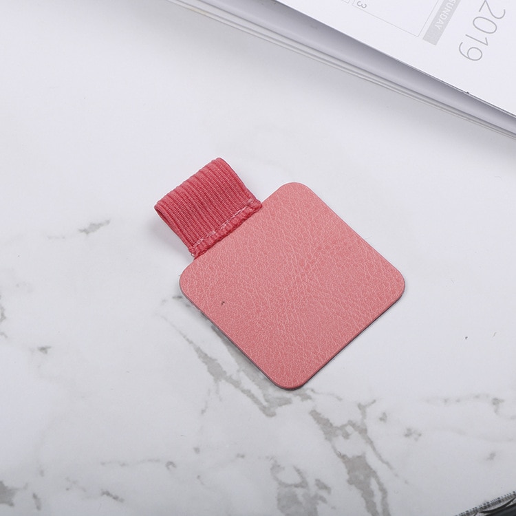 1p Branded Pen Clip Portable Pu Leather Pen Holder Self Adhesive Pencil Elastic Ring For Notebook Diary Clipboard