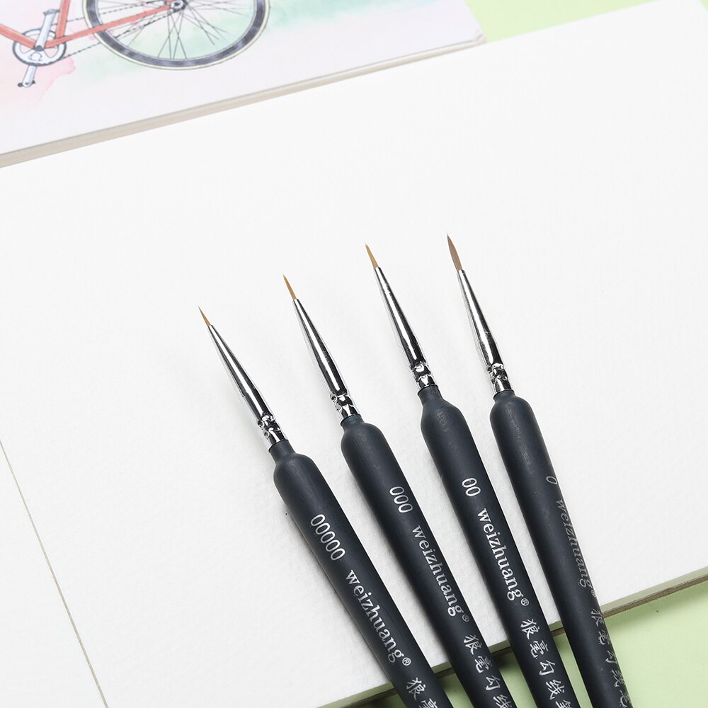 Miniature Hook Line Pen art painting brushes weasel hair paint brush gouache watercolor oil paints artists Hand Painted: 00000 000 00 0
