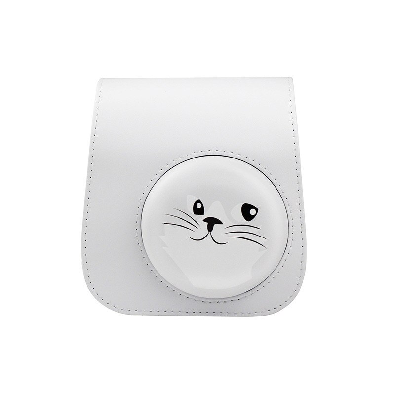 Für Fujifilm Instax Mini 11 9 8 transparent Kamera fallen Schutzhülle Tragen Tasche Abdeckung mit Schulter Gurt: Weiß-Katze