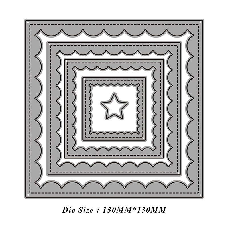 Square scallop frame Metal Cutting Dies for DIY Scrapbooking Photo Album Decorative Embossing Paper Card Crafts Die Cut: Default Title