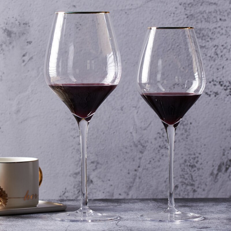 450-650ml Red Wine Glass Outline In Gold Goblet Sparkling Wine Family Bar Chateau Lead-Free Cup Wine Set