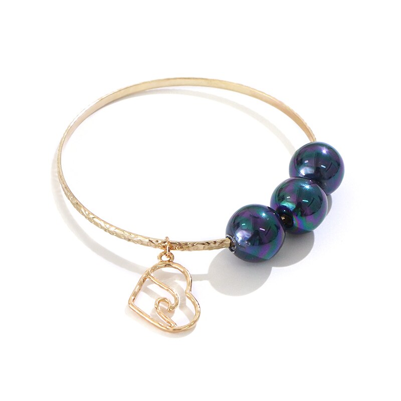 Say Diameter 6-10 CM Guam Micronesia Marshallese Hawaii Glass Pearl Heart Pineapple Charm Man Woman Bracelet Bangle GJZ404: GJZ407 heart / 60mm