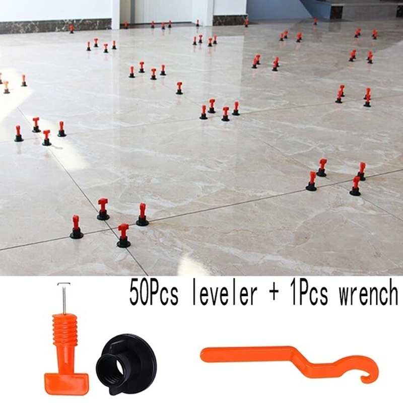 Kit de espaçador de piso tipo cruzeta niveladora, 50 peças, para azulejos de chão e parede, sistema de nível para revestimento de superfície, alicate separador de ladrilhos