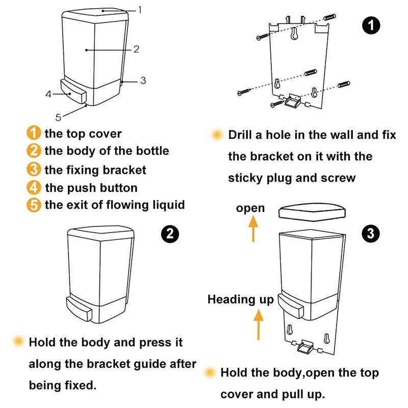 Manual Soap Dispenser 33.8Oz/1000Ml Wall Mount Soap Dispenser Bathroom Commercial Soap Dispenser for Kitchen Restaurant