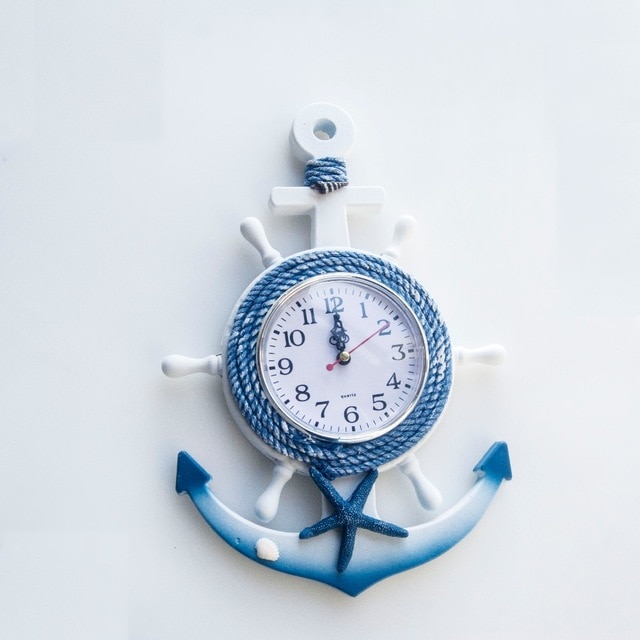 Kodin sisustus välimeri purjehdus seinäkello kello varastossa neula digitaalinen yksipuolinen laivan ankkuri ruorimies kello