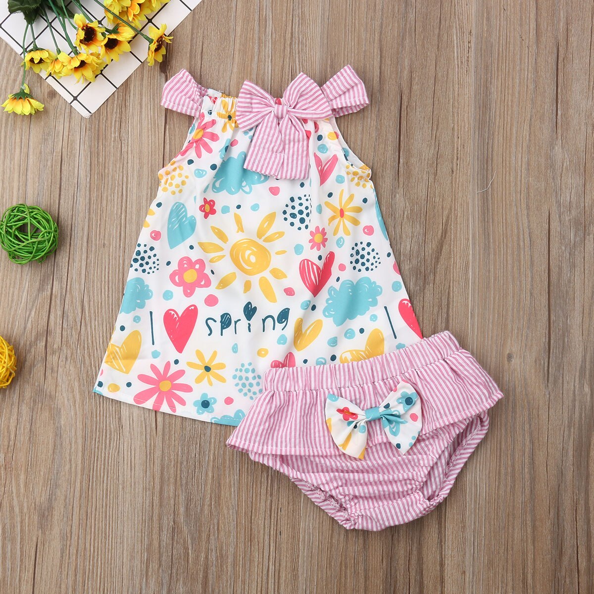 Zuigelingen Kids Baby Meisje Kleding 2 Stuks Mouwloze Bloemenprint Tops Jurk + Shorts Outfits Zomer 0-24M