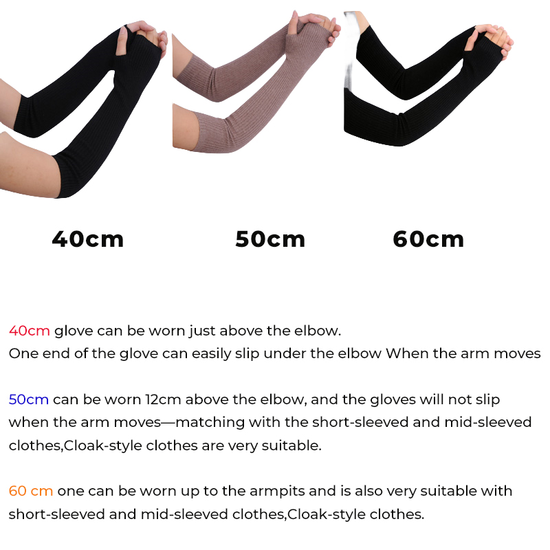 Guanti lunghi senza dita in misto cachemire da donna scaldamuscoli in misto lana invernale guanto in maglia bianco per donna 40cm 50cm 60cm di lunghezza