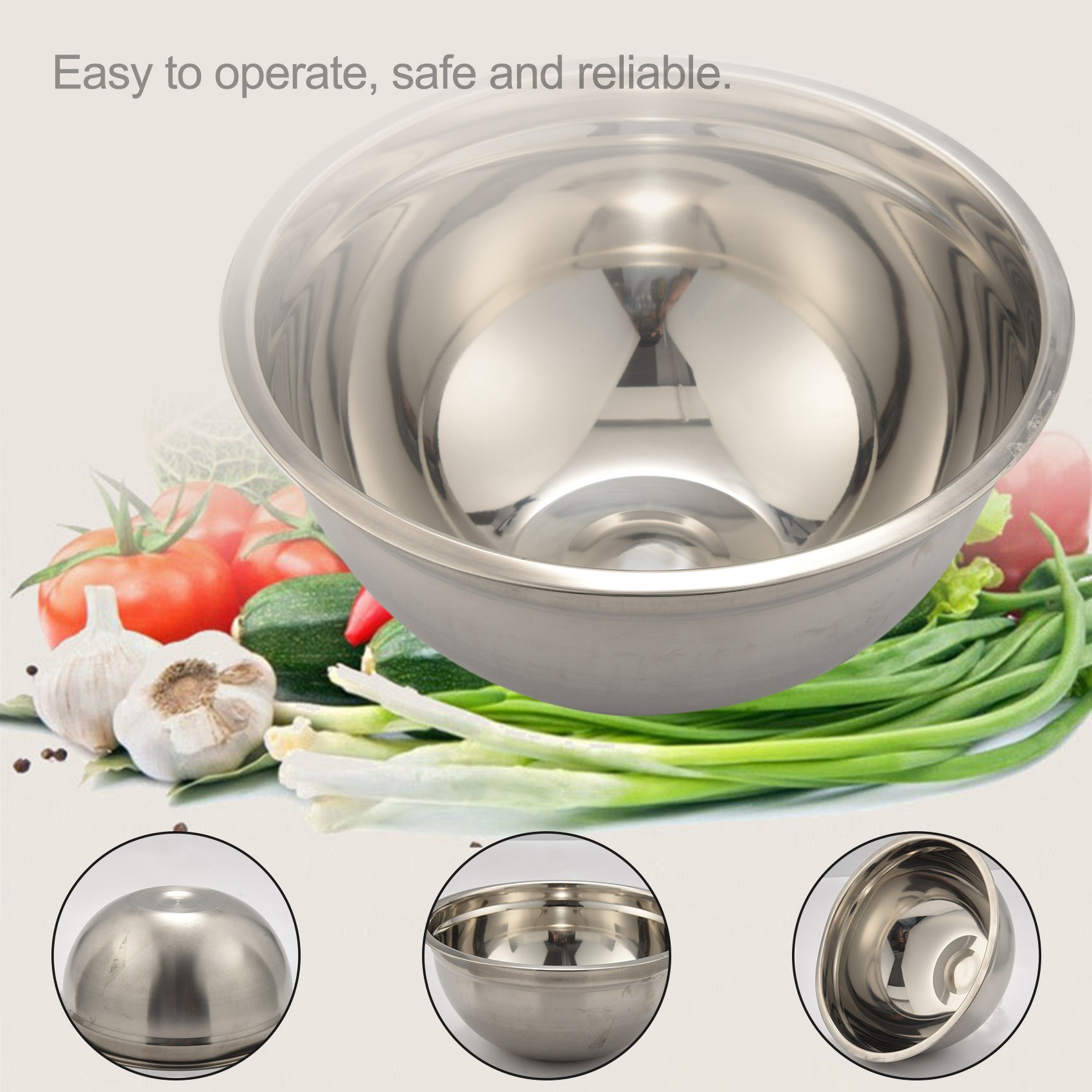 BSEVB-Stainless Steel Mixing Bowl (Set Of 5) Fruit Salad Bowl Storage Bowl Set Kitchen Salad Bowl: Default Title