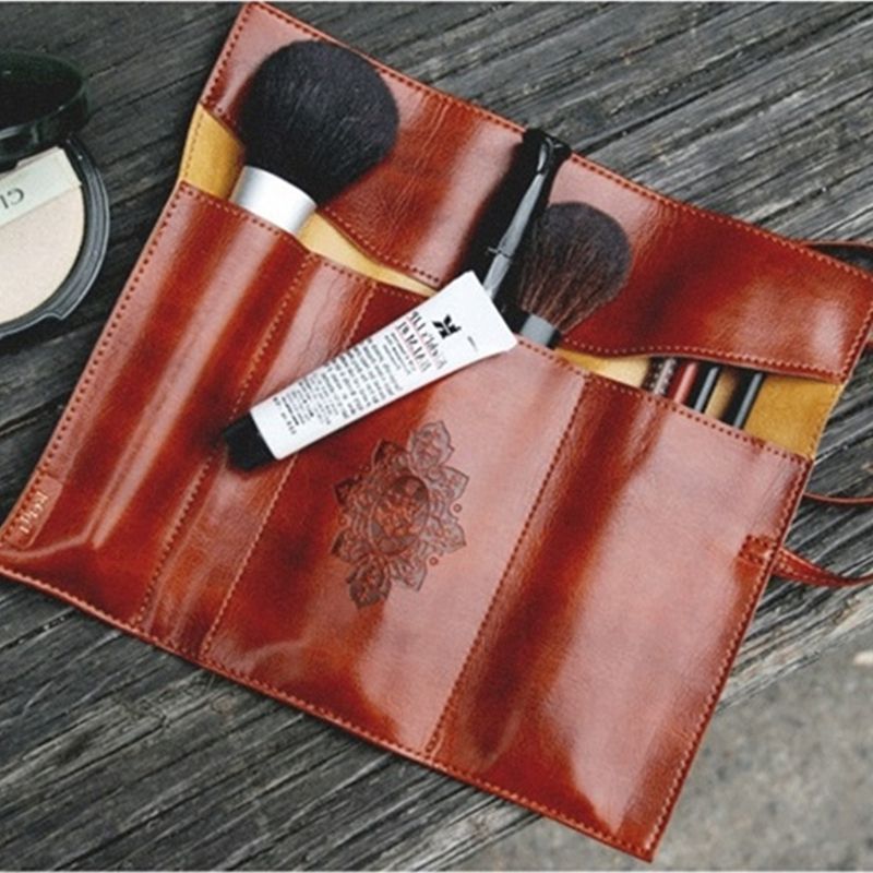 Vintage Roll PU Leather Pencil Case Twilight Pen Pouch Student Stationery Woman Cosmetic Storage Bag Pencilcase