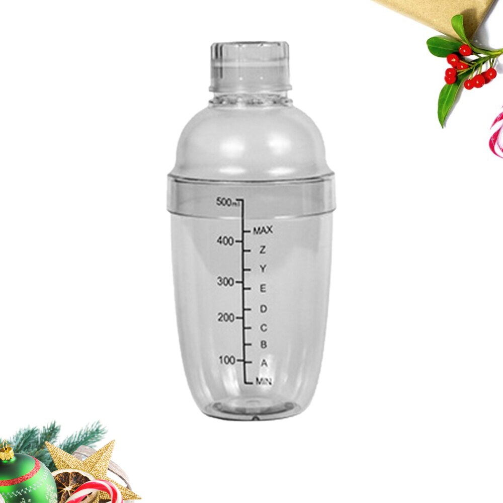 300ml Hand Shake Cup Cocktail Shaker Transparent Mixer Cup Clear Bar Shaker Tea Shaker Cup with Scale (White): White 1