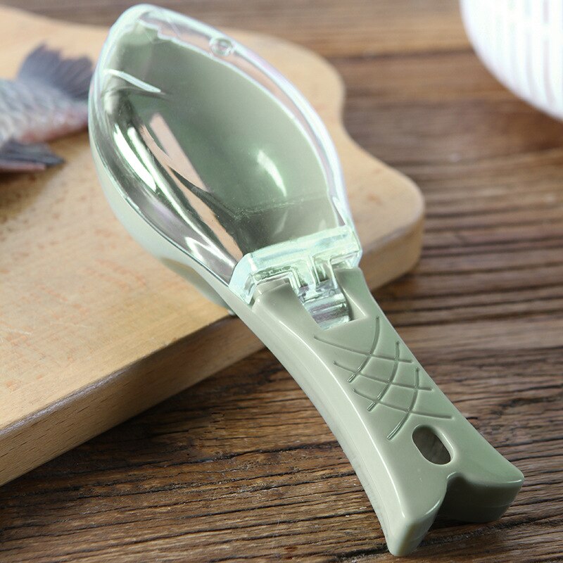 Easy To Clean Plastic Fish Cleaning Tool Kitchen Tool With Lid Cooking Utensils Fish Scale Manual Scraper Hangable,
