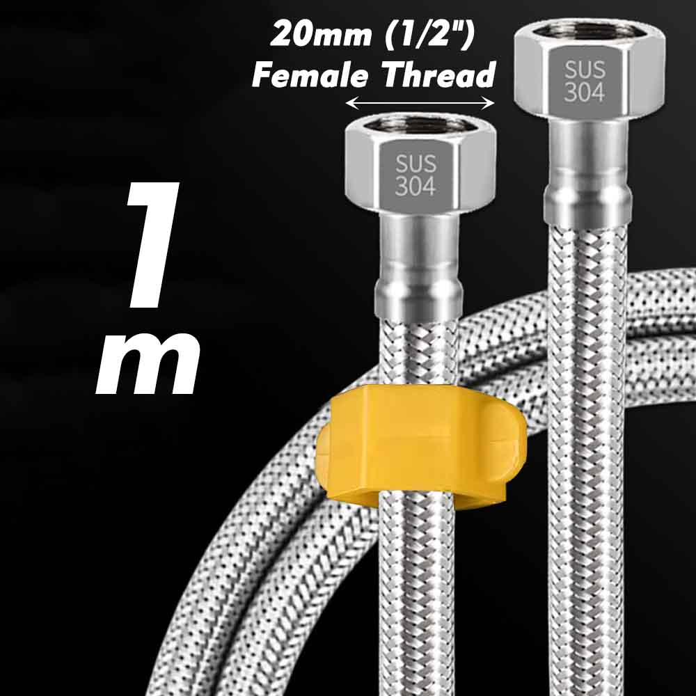 Manguera trenzada de entrada de grifo de agua de acero inoxidable 1/2, tubo de conexión Flexible para cocina, baño, inodoro, riego de jardín, 304 pulgadas: Azul