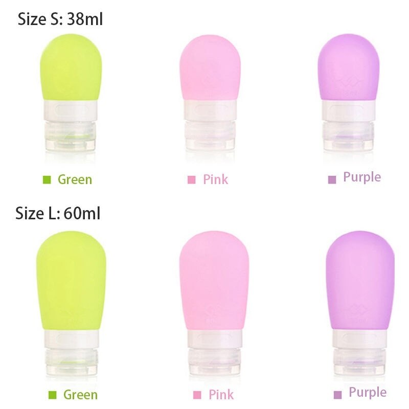 Recipiente portátil de silicone para viagem, garrafa para cosméticos, xampu, cores doces, acessórios de viagem