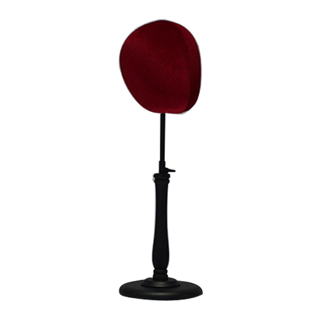 Adjustable Tabletop Hat Stand Mannequin Wig Cap Display Stand Mannequin Wig Head Display Hat Cap Head Stand Model: Wine Red