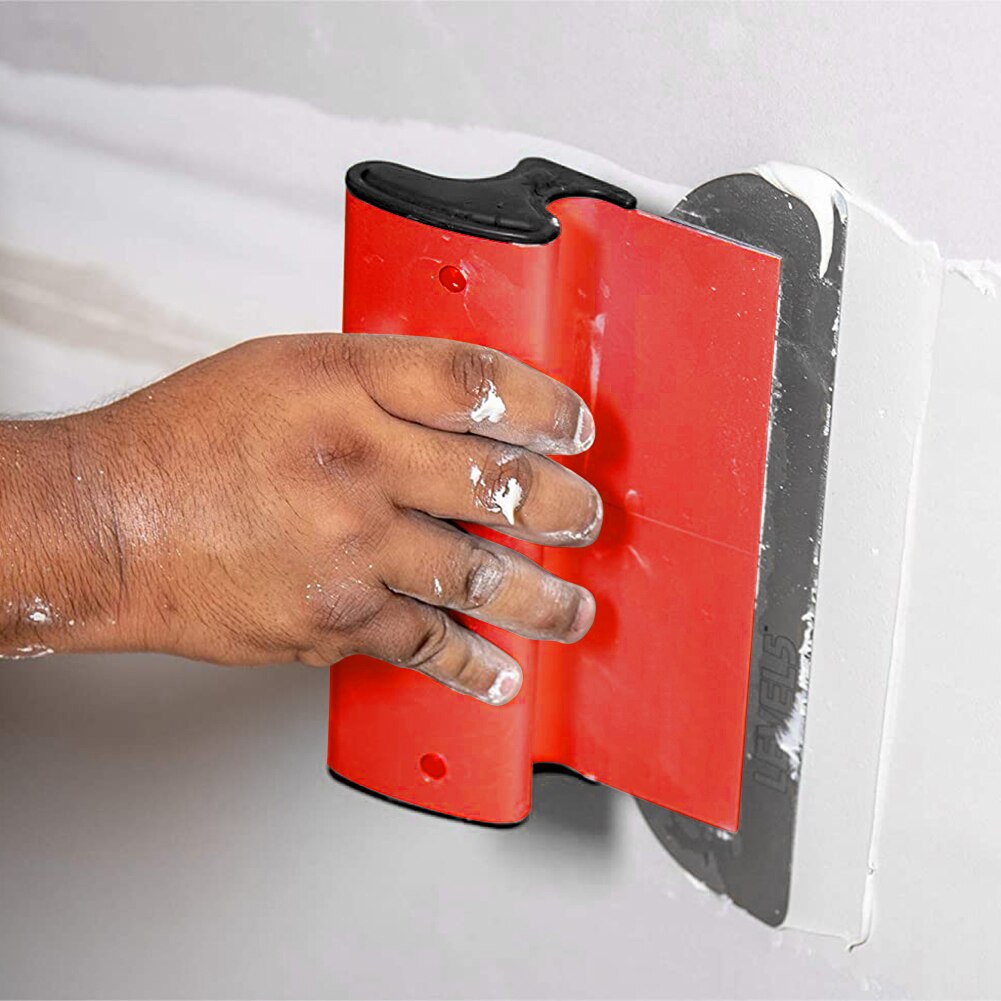 Espátula de plástico de acero inoxidable para acabado de paneles de yeso, espátula alisadora, portátil, Flexible, para herramientas de enyesado de pared