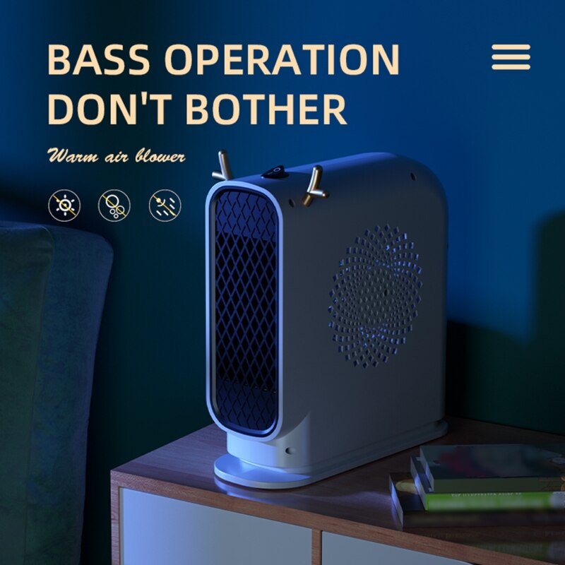 Desktop Mini Electric Heater Portable Space Heater with Thermostat High Output Fan for Home Bedroom Office Room Desk Indoor Use